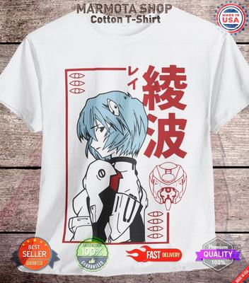 Футболка Neon Genesis Evangelion Мужская Женская Топ, Рей Аянами, манга аниме фанат мужчина подарок набор
