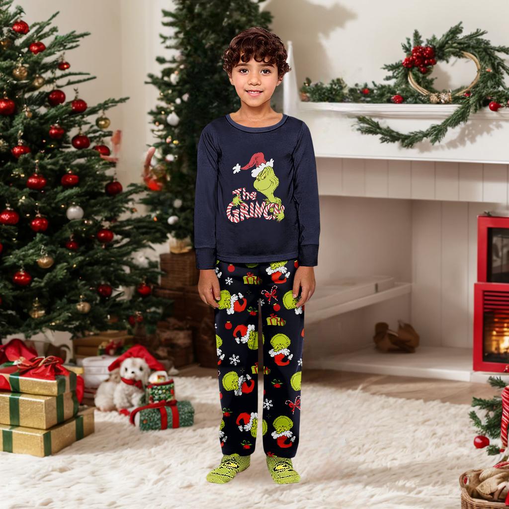 Рождественский принт милый семейный комплект пижамы, домашняя одежда, семейный комплект топ с длинным рукавом и штаны комплект