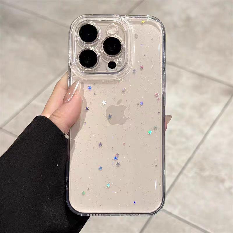 Прозрачный чехол со звездами и блестками для iPhone 17 Pro Max, 16/15 Pro, 14/13 - Точная посадка