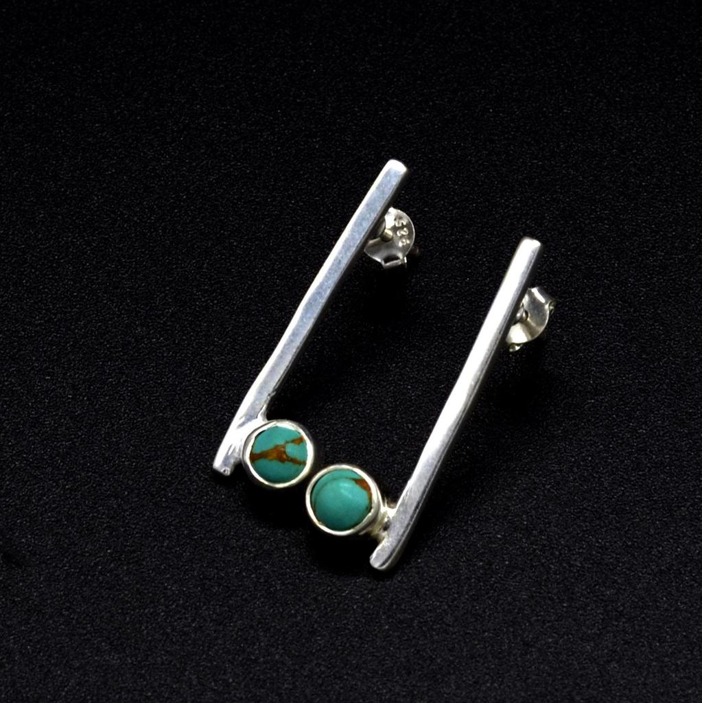 Moonstone Silver Bar Women Earrings Minimalist Jewelry Handmade Studs, Gemstone & Sterling Silver Jewelry Unique Wedding Gift For Her