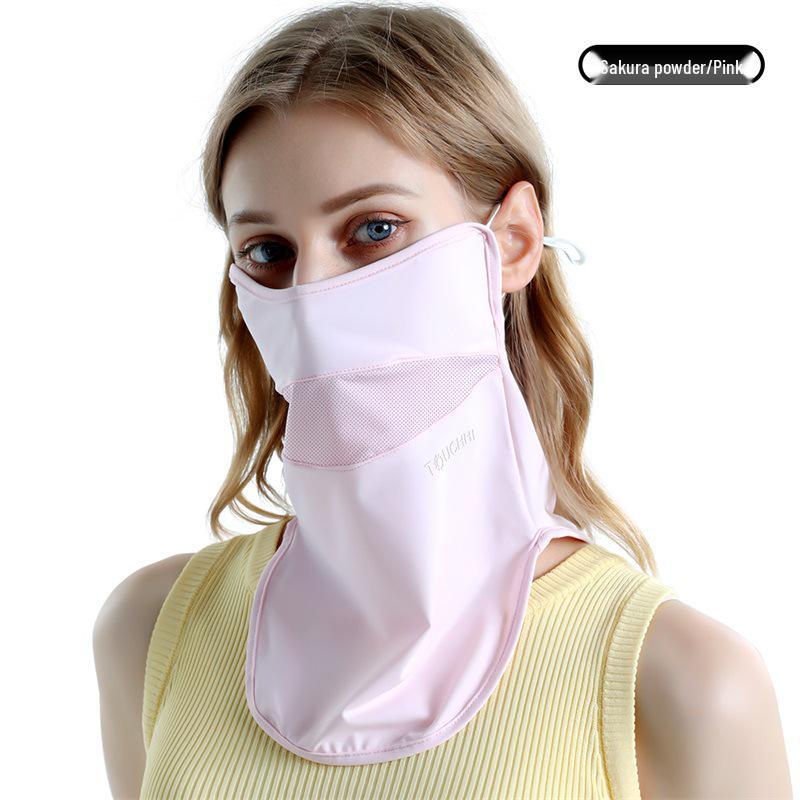 Женская маска для лица от солнца из ледяного шелка с 3D-защитой для глаз - Дышащая, тонкая и румянец для езды на велосипеде на открытом воздухе
