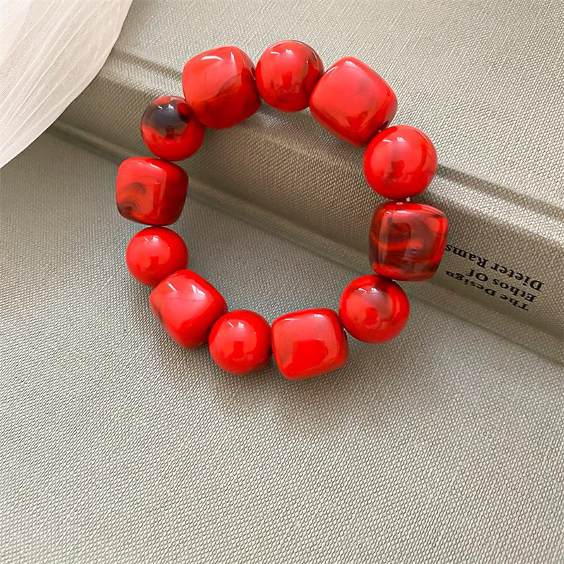 Acrylic Irregular Square Round Beaded Bracelets for Women Colorful Geometry Resin Bangles Simple Hand Jewelry Accessories