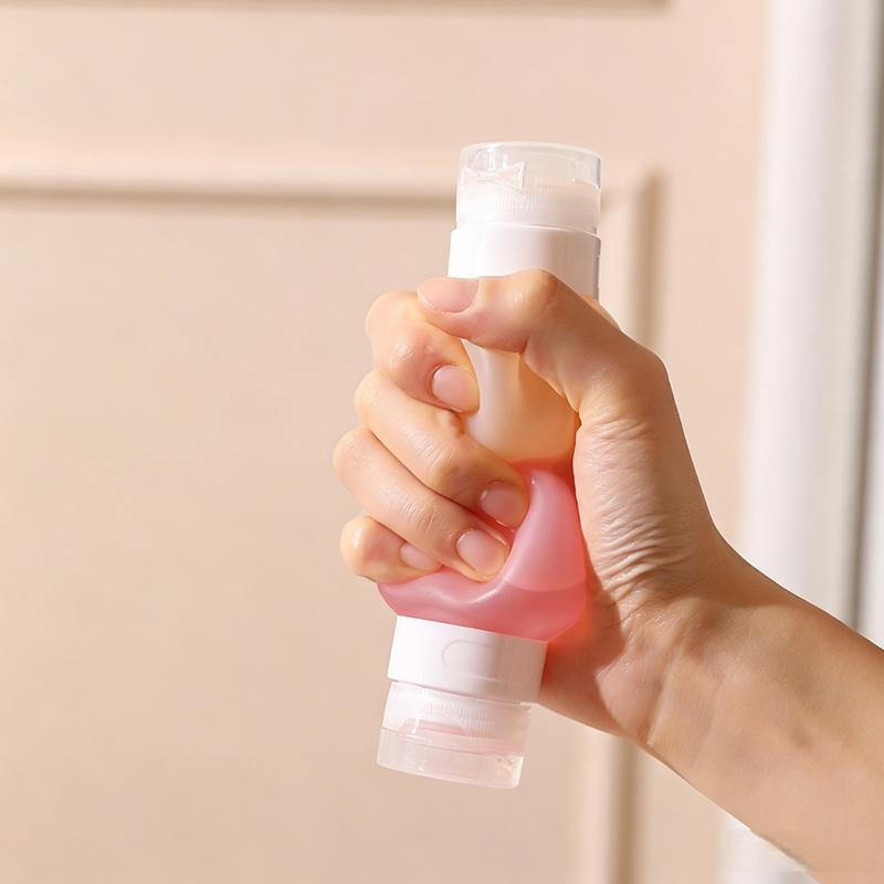 Dual Chamber Silicone Travel Bottle,Portable Refillable Cosmetic Container for Travel & Business Trip