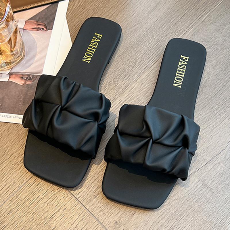 Casual Flat Bottom Comfortable Anti-slip Shoes for Women 2024 New Fashion Simple All-match Solid Color Slippers Women Summertime