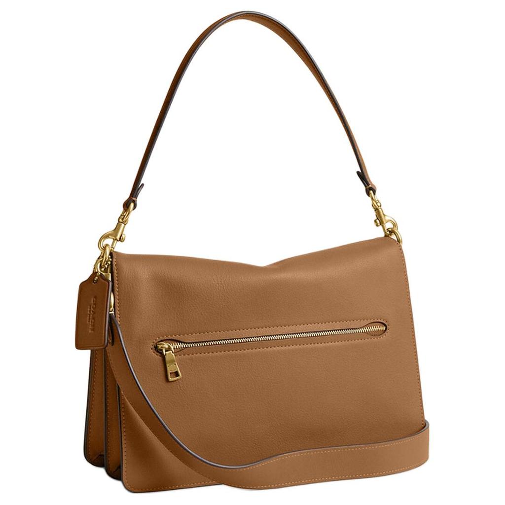 Coach Полосатая кожаная сумка-тоут через плечо 30 Женские сумки Медово-коричневая CY920-B4T7J