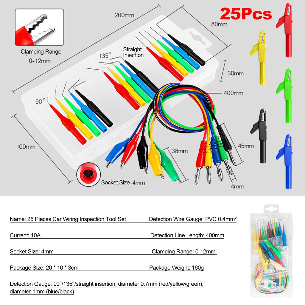 Инструмент для проверки автомобильной проводки, испытательный кабель, комплексный набор для проверки автомобильных цепей, 25 шт.