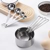Stainless Steel Measuring Spoon and Cup Set, 8-Piece with Scale & Wire Handles