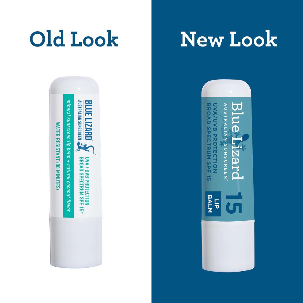 Blue Lizard Australian Sunscreen Минеральный солнцезащитный бальзам для губ, SPF 15, Натуральный кокос, 3,8 г (0,13 унции)