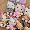 Новые стили Хелло Китти черный леопард Плюшевая игрушка Брелок Sanrio Мягкая игрушка Котенок Аниме Мягкие игрушки Подвеска Девочковый брелок для сумки