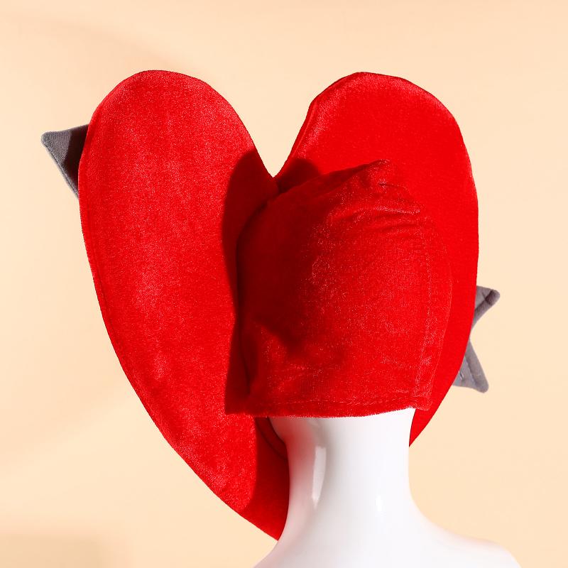 Cupid Plush Heart Headpiece Valentine's Day Performance Prop Cartoon-Style Fun Beanie 40 × 45 Cm less