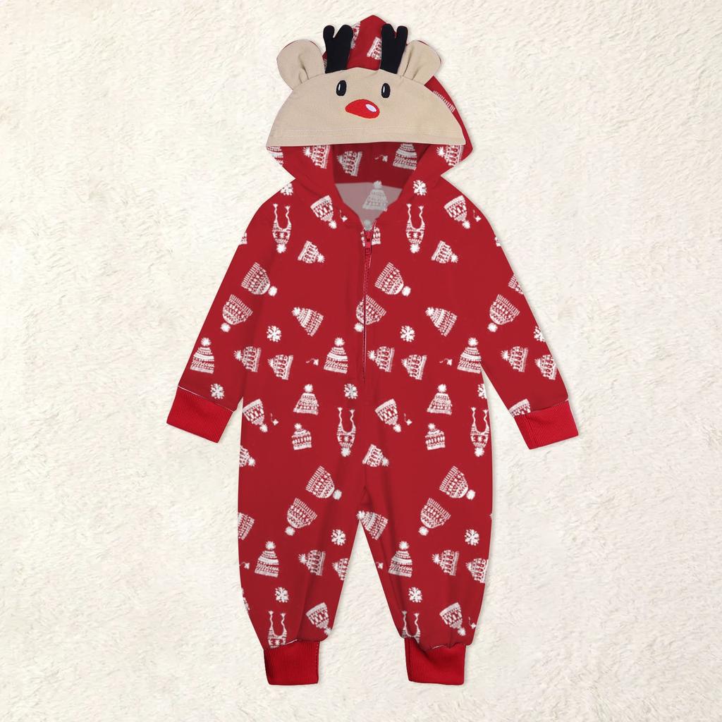Christmas Hooded Jumpsuit Pajamas Elk Loungewear Outfits, Family Xmas  Matching Sets