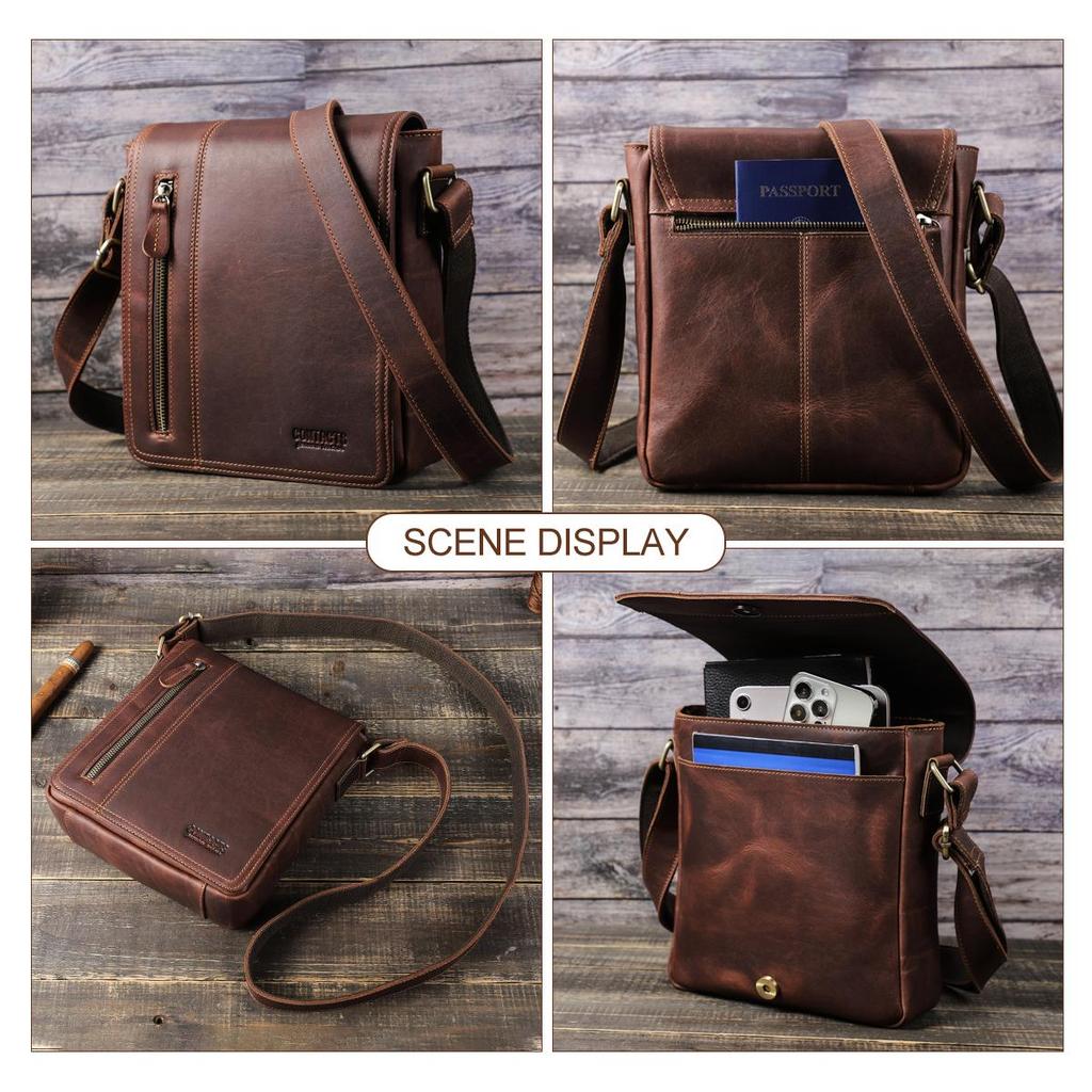 CONTACT'S мужская кожаная сумка кросс-боди в классическом стиле