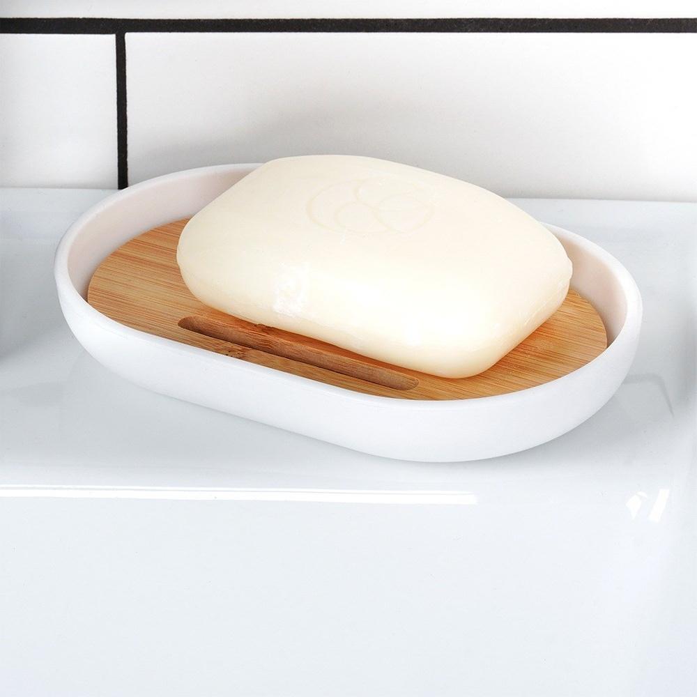 Bathroom Set: Mug, Toilet Brush, Waste Bin, Soap Dispenser, Stand