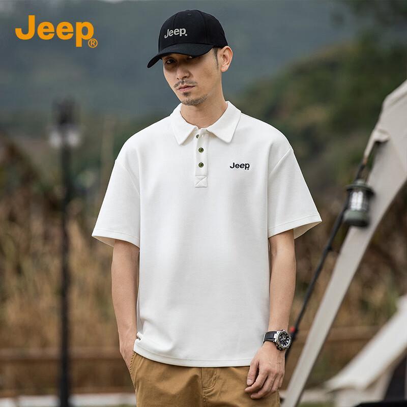 Jeep Мужская свободная футболка-поло с вышивкой