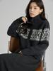 Кардиган с блоками цвета и узором Fair Isle, высокий ворот, двусторонний, 2026 - Бархатный вязаный кардиган для женщин, Осень/Зима.
