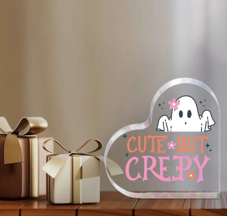 1pc Adorable Ghost Acrylic Plaque Collectible Figurine Versatile Room Decor Festive Flower Ghost Artistic Craft Gift for All Occ