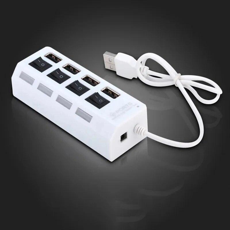 Высокоскоростной USB-концентратор 2.0, расширитель адаптера, многофункциональный USB-разветвитель, многофункциональный удлинитель, светодиодный переключатель, лампа для ПК, ноутбука, 4 порта, 7 портов