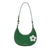 Dumpling Shape Flower Shoulder Bag Flower Pendant Women Underarm Bag Half-moon Bag  Streetwear