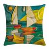 Artistic Beach Oil Painting Cushion Cover With Invisible Zipper For Stylish Interiors