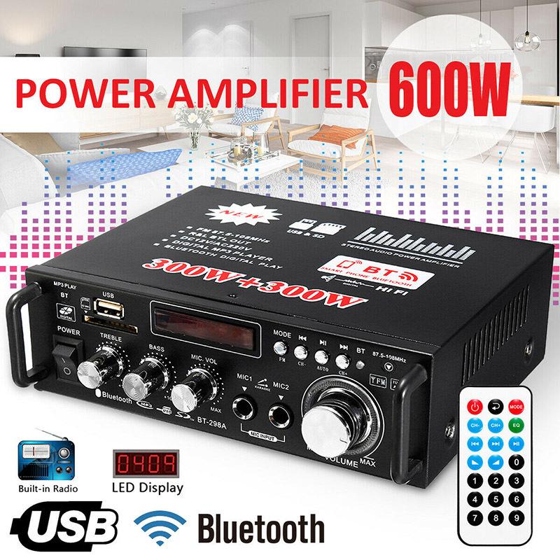 600 Вт ЖК-усилитель HIFI аудио стерео Bluetooth FM 2CH AMP автомобильный домашний USB SD MP3-плеер