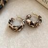 Серьги-пусеты Silver Needle Leopard Resin Geo Round, в стиле ретро Myer, нишевый дизайн для женщин