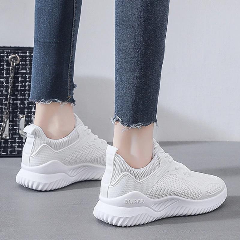 Женские кроссовки Wild Breathable и легкие кроссовки Single Net Women Fashion Trend Student Sneakers White Casual Shoes