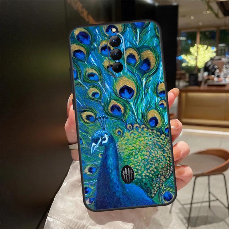 Bird Peacock Feather Case For ZTE Nubia Red Magic 11 10 9 8 9S 8S 10S Pro Plus 6 7 6S 7S For RedMagic 10 Air Cover