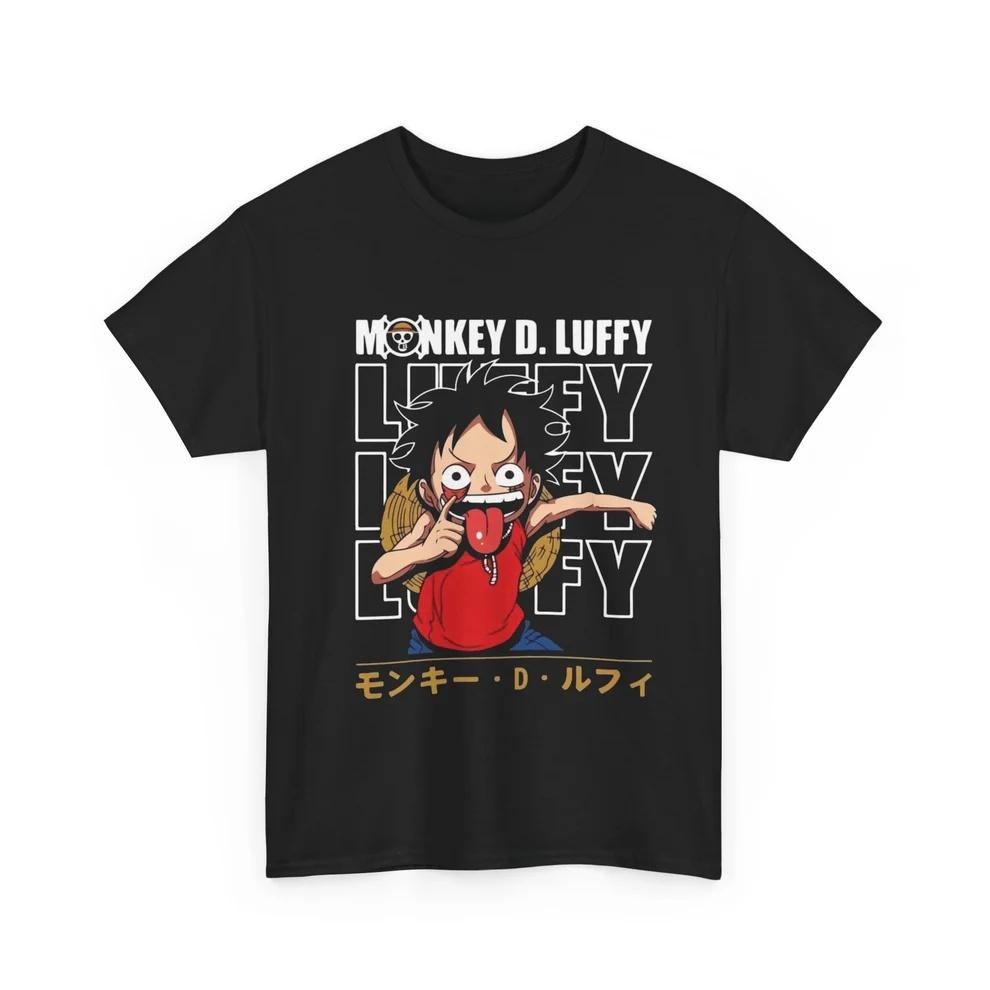 Футболка One Piece Манки Д. Луффи Панк 100% Хлопок Городская Удобная Дышащая Мягкая Уличная Одежда Короткий Рукав С Принтом