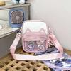 Y2K Cute Cartoon Cat Ita Crossbody Bag Mini Women Casual Shoulder Bags Kawaii Girls Transparent Pocket DIY Display Nylon Handbag