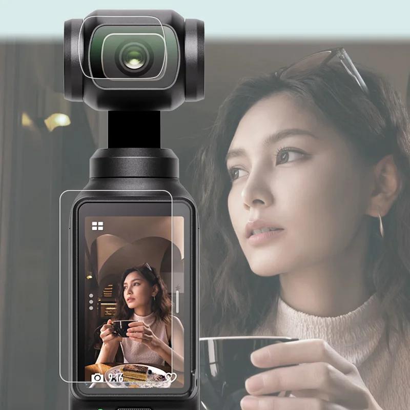 For DJI OSMO Pocket 3 Lens Tempered Glass+Screen Protector for DJI Pocket 3 Gimbal Camera 9H Anti-Scratch Protective Glass Film