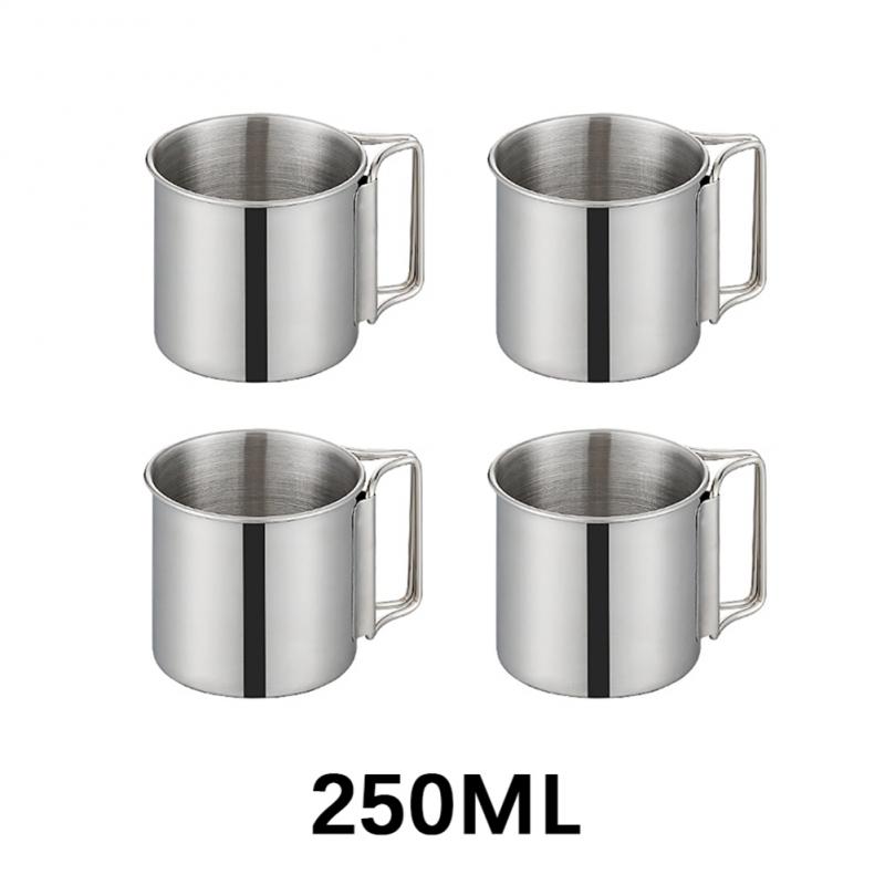 1/4pcs Stailess Steel Cup Portable Carabiner Cup Outdoor Folding Camping Cups Mug For Home Camping Hiking Outdoor Tableware