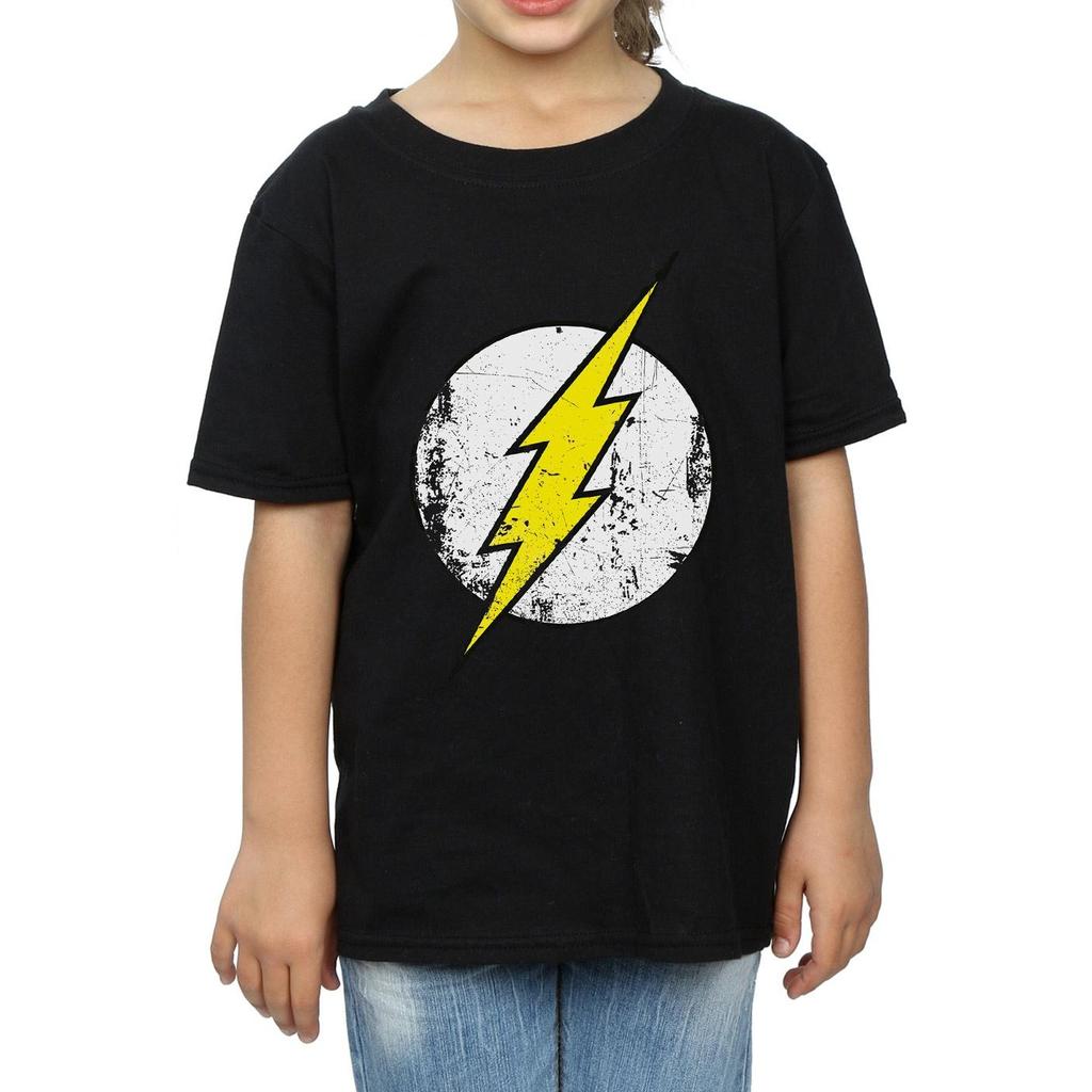 DC Comics Футболка для девочек с логотипом Flash Distressed из хлопка