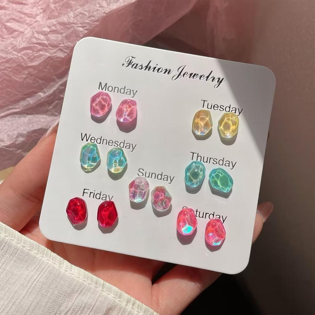 A Suit of Summertime Dazzle Colour Small Stone Sweet Earrings SetS for Women Crystal Clear Butterfly Love Heart Set Paty Jewerly