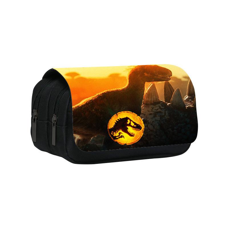 Jurassic World Dinosaur Pattern Double Layer Student Stationery Storage Bag For School And Work