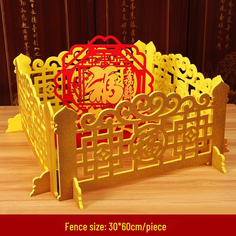 Ancient Style Chinese New Year 2026 Spring Festival Window Display and Mall Decoration with Fence Ornament