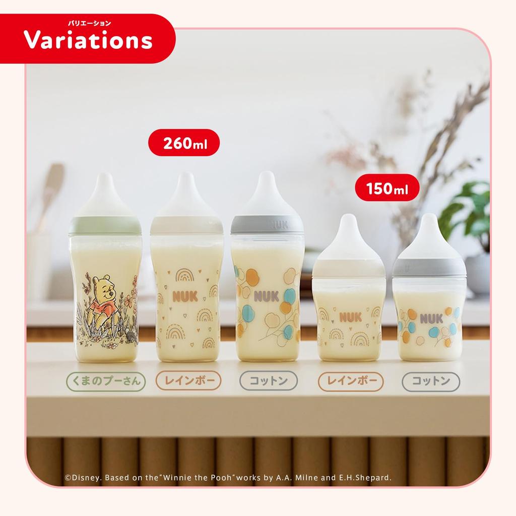 NUK Perfect Match Plastic Baby with Temperature Measuring Pads Bottle, 150ml, Rainbow, (FDNK10743097)