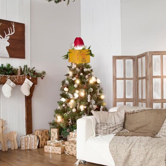 Рождественская елка орнамент рабочего стола чтение пушистая плюшевая кукла шляпа Санта красочные декоративные новый год