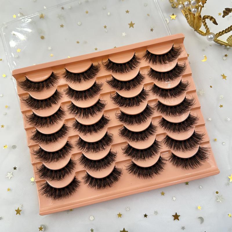 Hot Sale 14 Packs Fluffy Messy Strips False Eyelashes Curled Thick Eyelashes