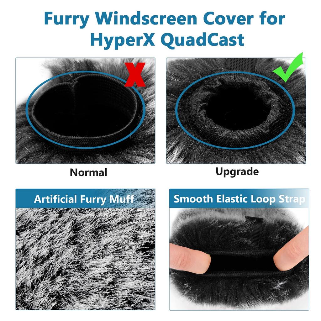 Pop Filter for Hyperx Microphone Foam Cover Furry Wind Hyperx Microphone Pop Filter Windscreen Cover for Combo Qu&s, + Muff, Qu&s Indoor/Outdoor Use,