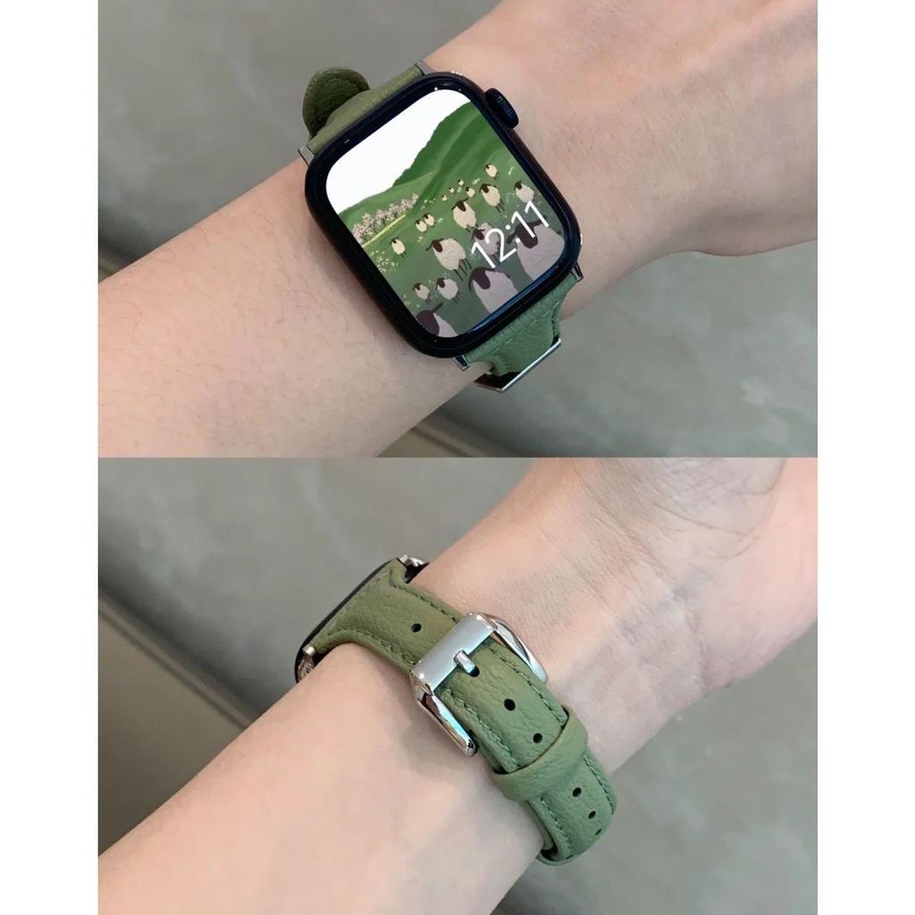 Тонкий кожаный ремешок для Apple Watch 9, ремешок 38 мм, 40 мм, 41 мм для IWatch 8, 7, 6, 5, 4, 3 SE, сменный ремешок на запястье, 42 мм, 44 мм, 45 м, ультра 49 мм