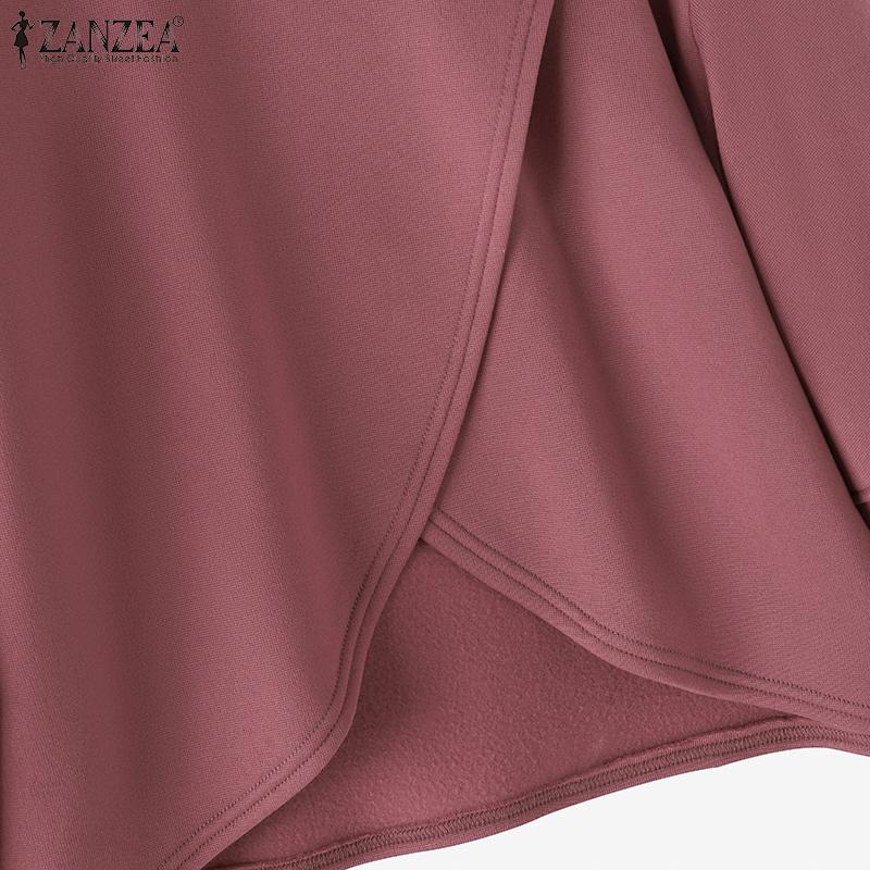 ZANZEA Женские осенние свитера-пуловеры с круглым вырезом и длинным рукавом-фонариком