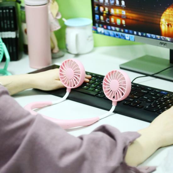1 шт. 1200 мАч 3 регулируемые скорости 7 лопастей USB перезаряжаемый подвесной шейный вентилятор