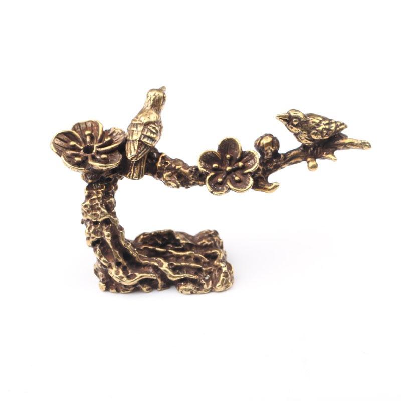 Чистая медь Слива Счастливая сорока Птица Миниатюрные украшения Античная латунь Фигурка кукушки Украшения для чайного столика Декор для стола Ручная работа KTY