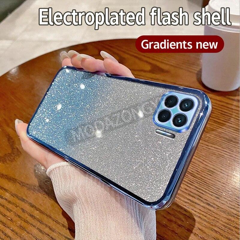 For OPPO A93 4G Case Electroplating Soft Glitter TPU Cell Phone Back Cover OPPO Reno 4F CPH2059 Phone Casing For Girl Woman