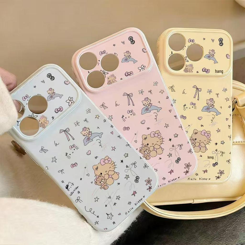 Противоударный чехол для телефона Little Bear KT Cat для Apple 11-17 Pro Max, Полное покрытие для 12, 13, 14, 15 Plus, 16 Pro.