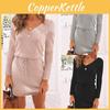 Cozy Deep V-neck Womens Knitted Jumper Sweater Dress For Autumn And Winter