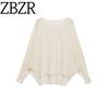 Zbzr Spring New Women Clothes Western Style Fashion Temperament Simple Loose Plain Stitch Knit 3920105
