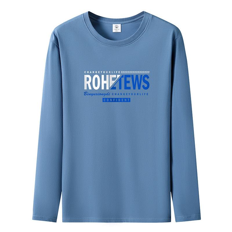 Осенне-зимняя повседневная мужская футболка с длинным рукавом из чистого хлопка S-5XL Мужская толстовка