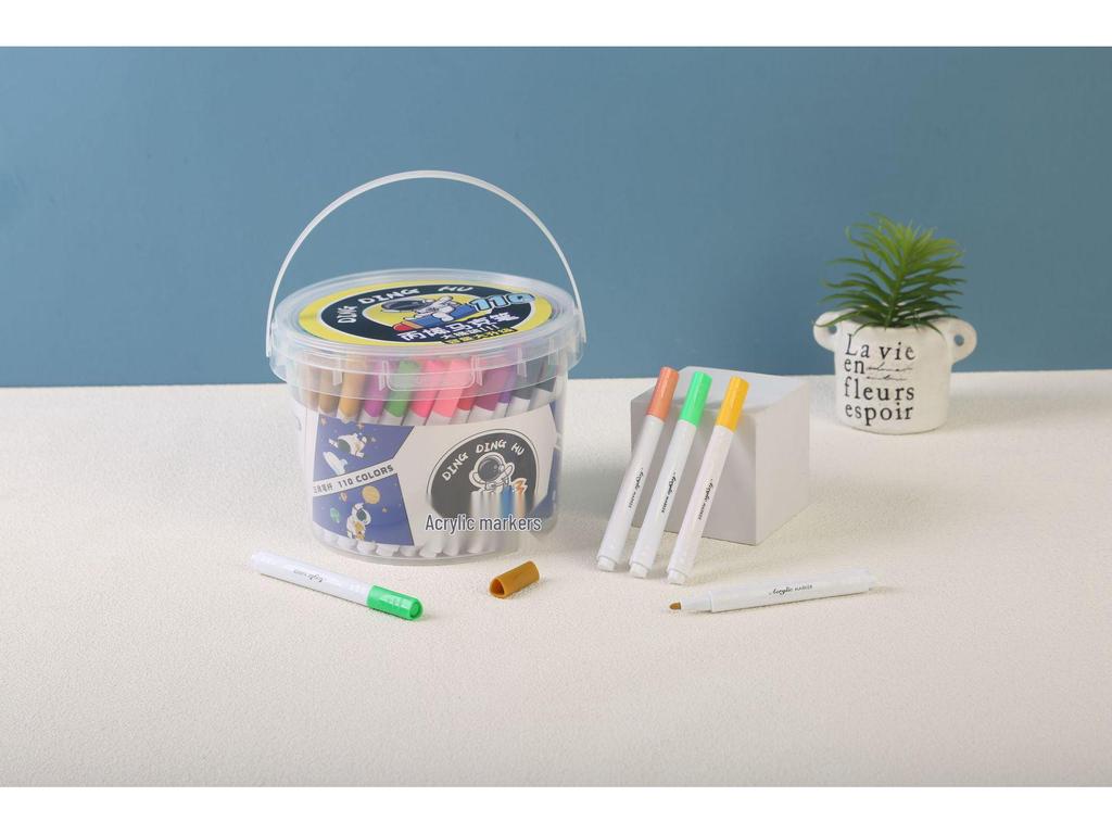 Набор акриловых маркеров Dingdinghu 110 цветов, штабелируемые, для детского рисования на непрозрачной бумаге