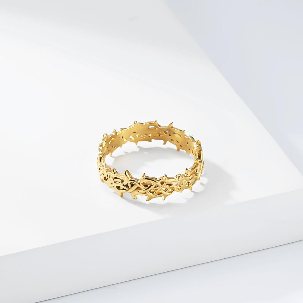 Ins Genderless Thorn Ring European and American Hollow Mori Series Does Not Fade Tail Ring Index Finger Ring